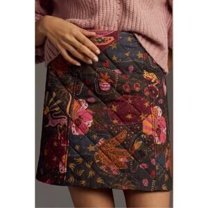 Anthropologie Boho Farm Rio Quilted Mini Skirt Retail Price $158 Size S